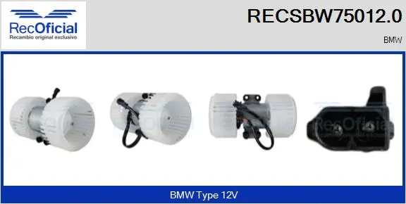 Pulseur d'air habitacle RECOFICIAL RECSBW75012.0
