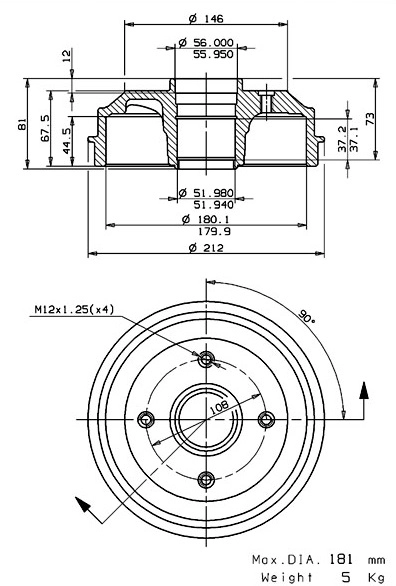 Tambour de frein VILLAR 627.0079