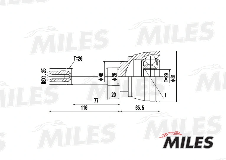 Jeu de joints, arbre de transmission MILES GA20584