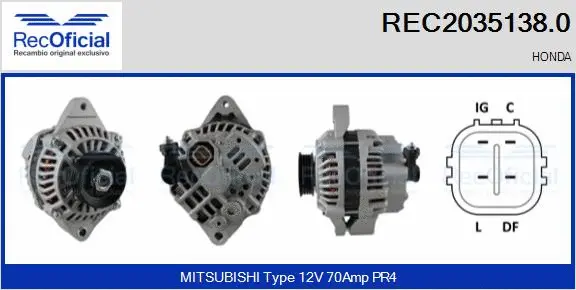 Alternateur RECOFICIAL REC2035138.0