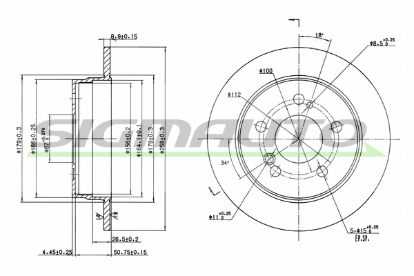 Disque de frein SIGMAUTO DBA122S
