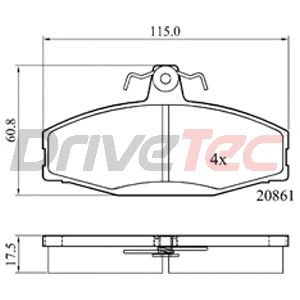 Kit de plaquettes de frein, frein à disque DriveTec DPAD1429