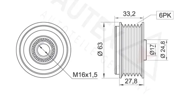 Poulie roue libre, alternateur AUTEX 654194