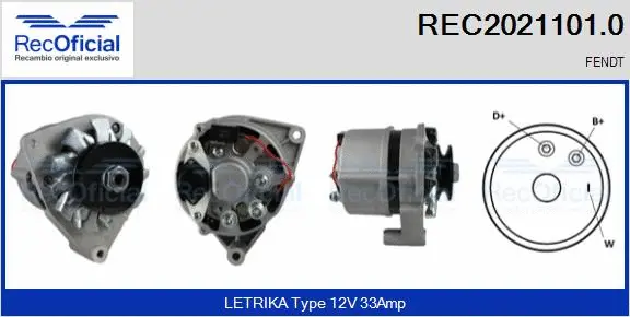 Alternateur RECOFICIAL REC2021101.0