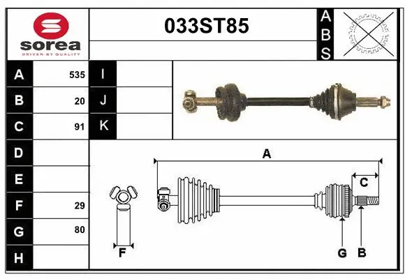 Arbre de transmission STARTCAR 033ST85