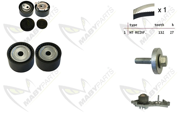 Pompe à eau + kit de courroie crantée MABYPARTS OBKWP0130