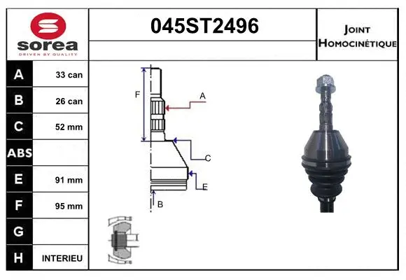 Jeu de joints, arbre de transmission STARTCAR 045ST2496