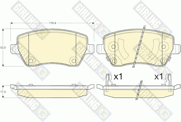 Kit de plaquettes de frein, frein à disque GIRLING 6135461