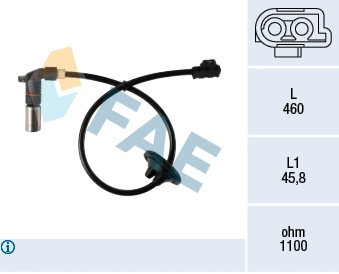 Capteur, vitesse de roue FAE 78198