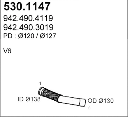 Tuyau d'échappement ASSO 530.1147