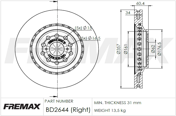 Disque de frein FREMAX BD-2644