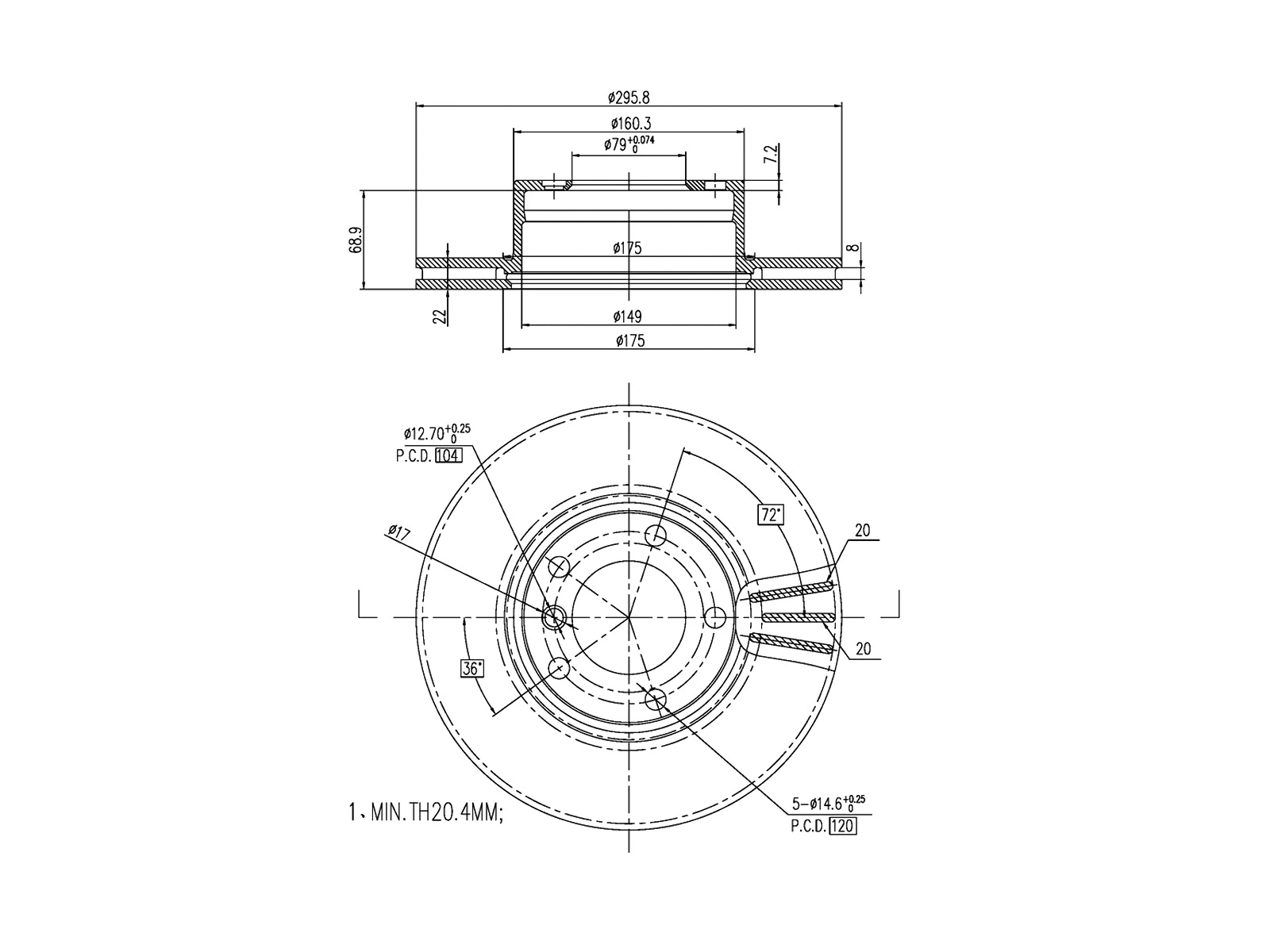 Disque de frein A.Z. Meisterteile AZMT-44-024-1508