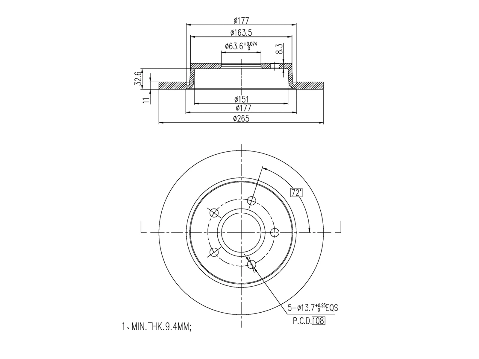 Disque de frein A.Z. Meisterteile AZMT-44-024-1134