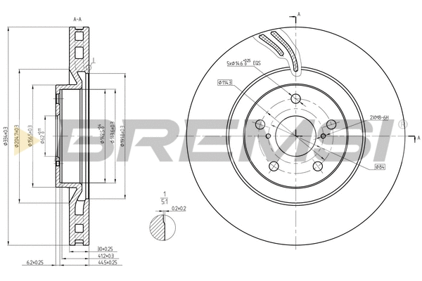 Disque de frein BREMSI CD8497VLS