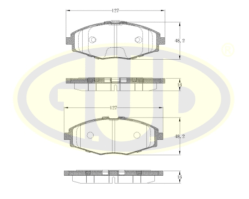 Kit de plaquettes de frein, frein à disque G.U.D. GBP069600