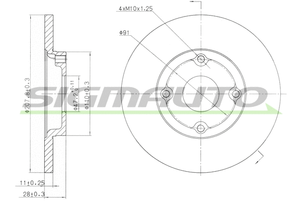 Disque de frein SIGMAUTO DBA422S