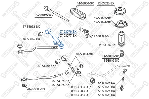 Bras de liaison, suspension de roue STELLOX 57-53076-SX