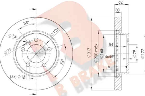 Disque de frein R BRAKE 78RBD27360