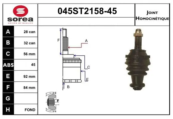 Jeu de joints, arbre de transmission STARTCAR 045ST2158-45