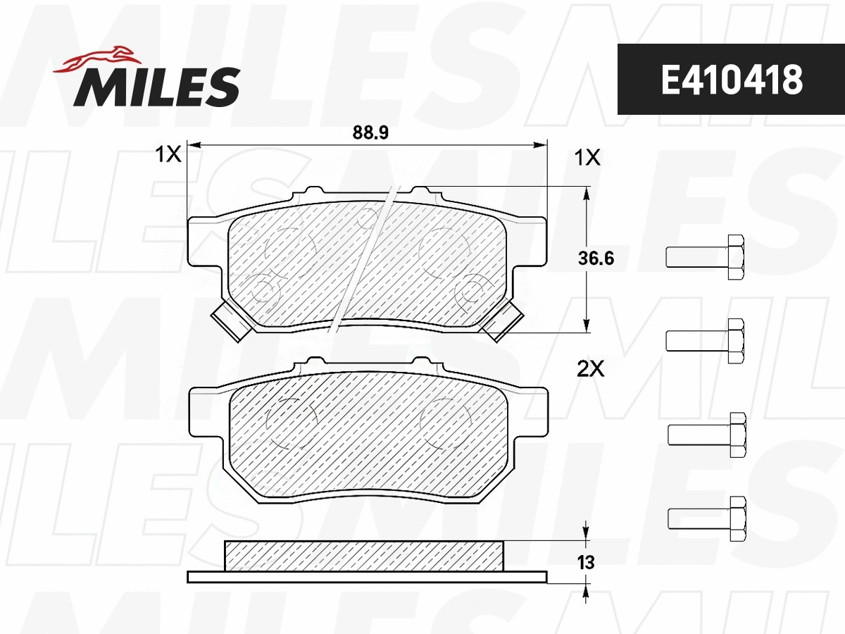 Kit de plaquettes de frein, frein à disque MILES E410418