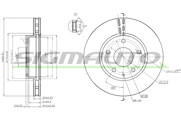 Disque de frein SIGMAUTO DBC532V