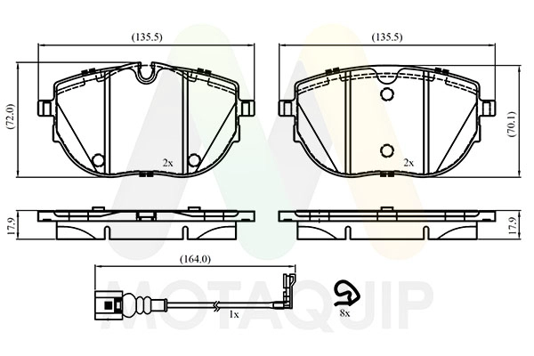 Kit de plaquettes de frein, frein à disque MOTAQUIP LVXL2076