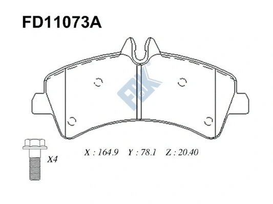 Kit de plaquettes de frein, frein à disque FBK FD11073A