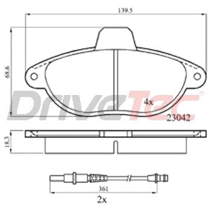 Kit de plaquettes de frein, frein à disque DriveTec DPAD1592
