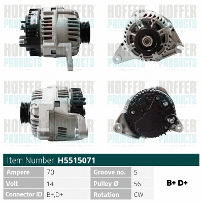 Alternateur HOFFER H5515071