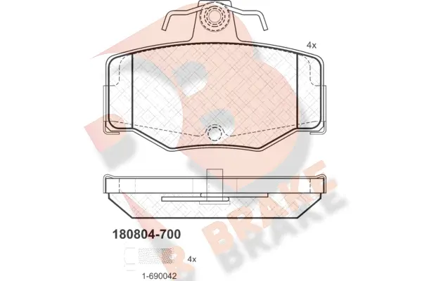 Kit de plaquettes de frein, frein à disque R BRAKE RB0804-700