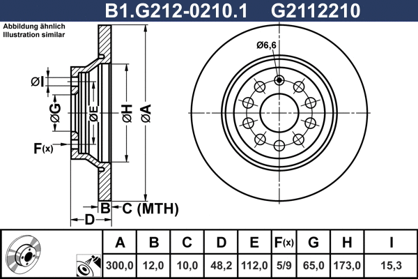 Disque de frein GALFER B1.G212-0210.1