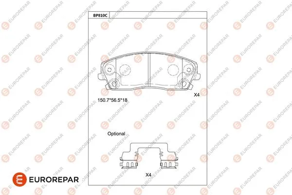 Kit de plaquettes de frein, frein à disque EUROREPAR 1681273280