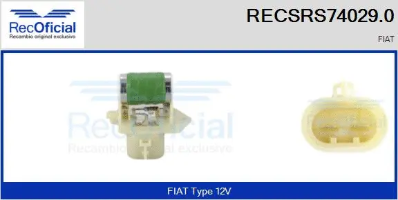 Prérésistance, moteur électrique (ventilateur de radiateur) RECOFICIAL RECSRS74029.0