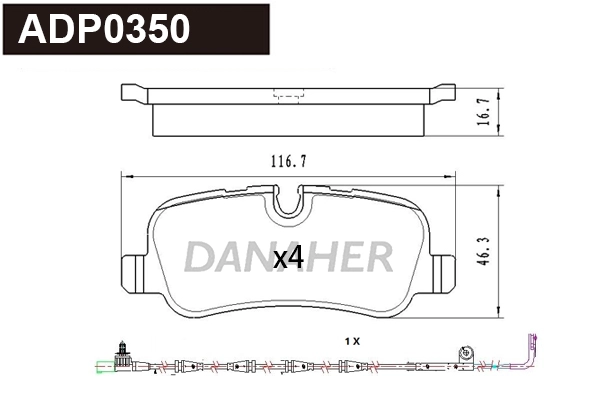 Kit de plaquettes de frein, frein à disque DANAHER ADP0350