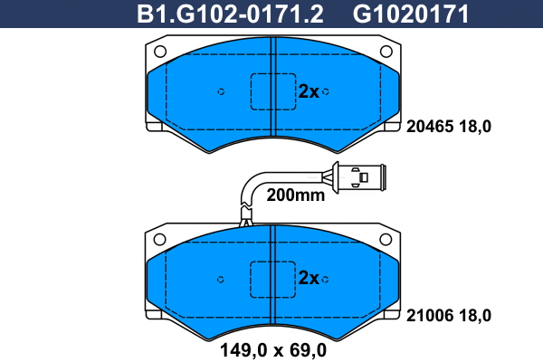 Kit de plaquettes de frein, frein à disque GALFER B1.G102-0171.2