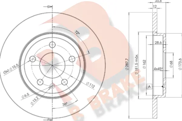 Disque de frein R BRAKE 78RBD25316
