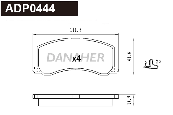 Kit de plaquettes de frein, frein à disque DANAHER ADP0444