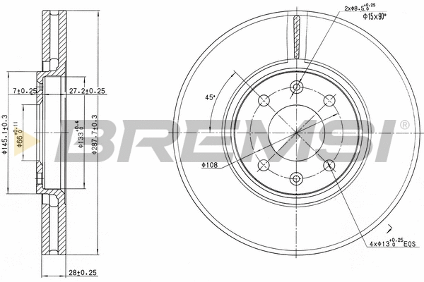 Disque de frein BREMSI CD7106V