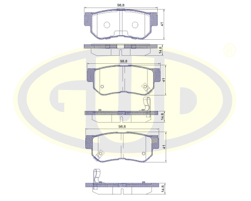Kit de plaquettes de frein, frein à disque G.U.D. GBP880157