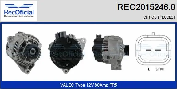 Alternateur RECOFICIAL REC2015246.0
