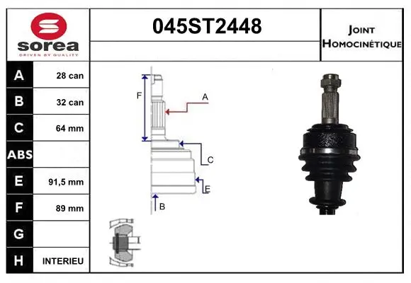 Jeu de joints, arbre de transmission STARTCAR 045ST2448