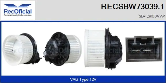 Pulseur d'air habitacle RECOFICIAL RECSBW73039.1