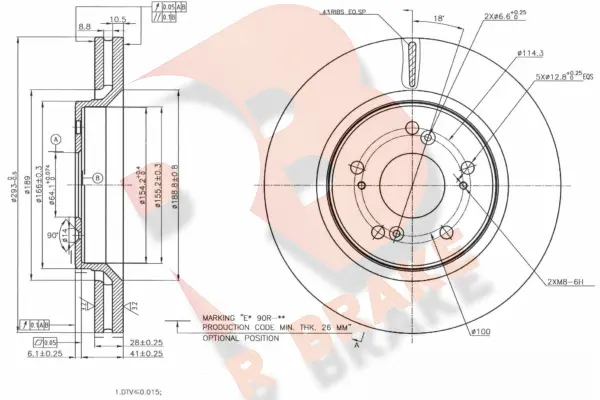 Disque de frein R BRAKE 78RBD22950