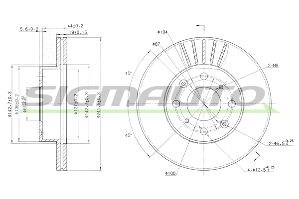 Disque de frein SIGMAUTO DBA294V