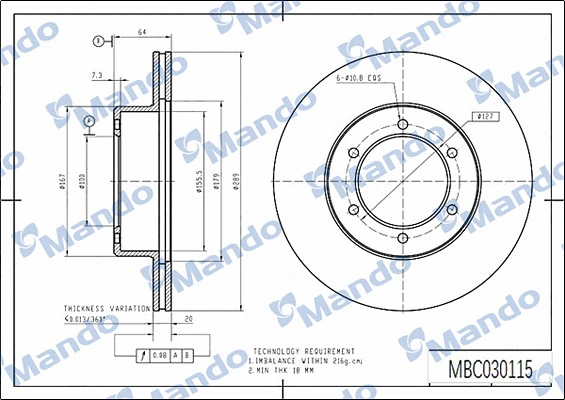 Disque de frein MANDO MBC030115