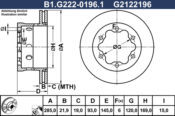 Disque de frein GALFER B1.G222-0196.1