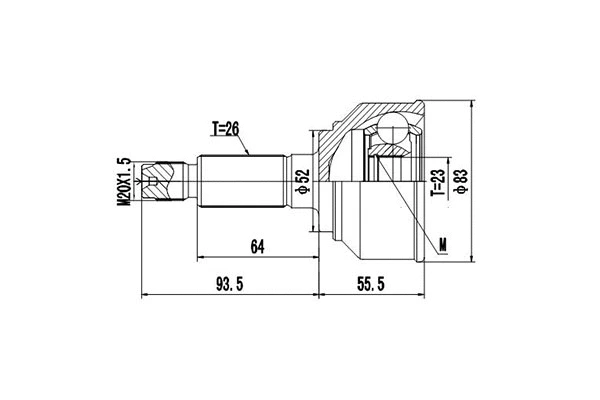 Jeu de joints, arbre de transmission DYNAMATRIX DCV834002