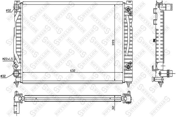 Radiateur, refroidissement du moteur STELLOX 10-25544-SX