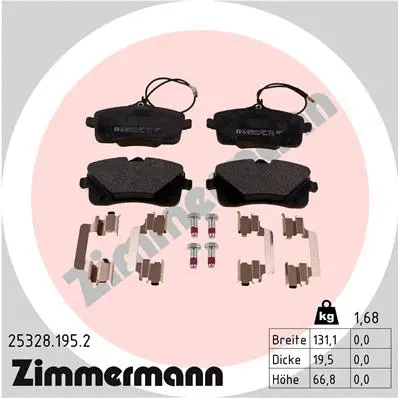 Kit de plaquettes de frein, frein à disque ZIMMERMANN 25328.195.2