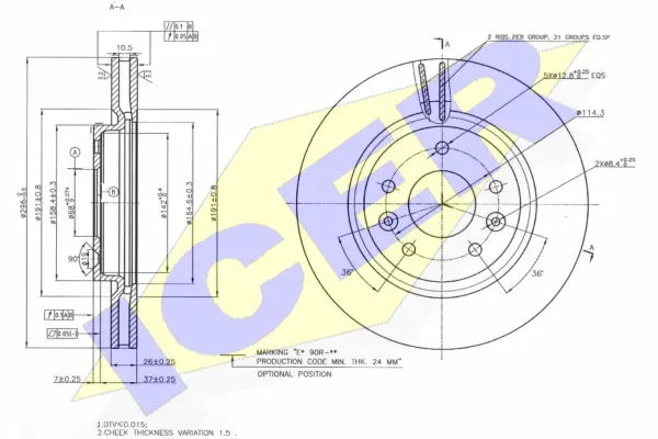 Disque de frein ICER 78BD2089-2